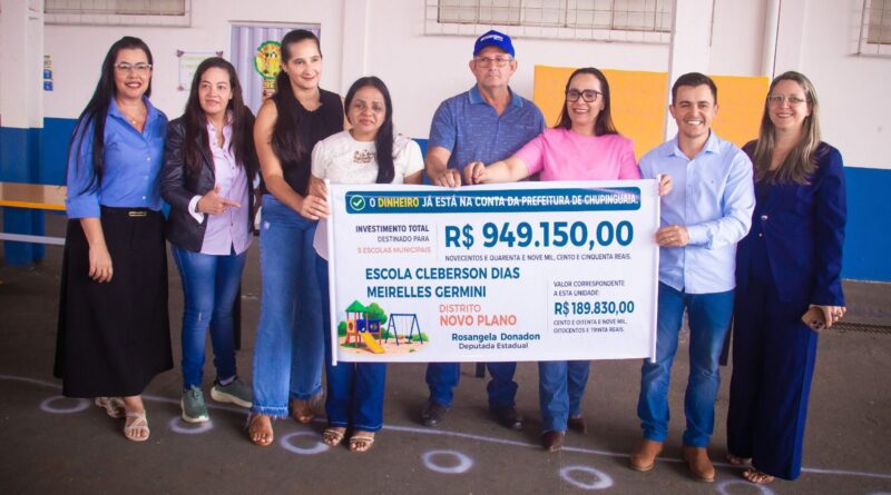 TÁ NA CONTA: Rosangela Donadon visita escola de Novo Plano e anuncia quase R$ 1 milhão para playgrounds em Chupinguaia
