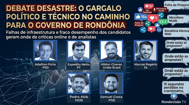 Primeiro debate ao Governo de Rondônia vira alvo de críticas por falhas técnicas e embates rasos